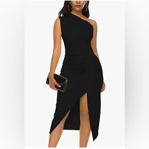 NWT Little black dress, midi, body con, asymmetrical, formal, wedding guest,